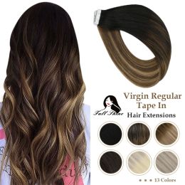 Extensions Full Shine Straight Human Hair Tape In Virgin Remy Human Hair Extensions Ombre Blonde Colour Skin Weft 9A Grade Adhesive Tape