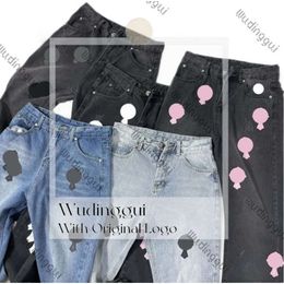 Designer Mens Womens Chromees Purple Jeans Fashion By Heart Pants Cross Casual Streetwear 656