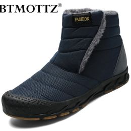 Boots Winter Waterproof Men Snow Boots Slip On Unisex Ankle Boots Lightweight Men Sneakers Outdoor Men Warm Cotton Boots Botas Hombre