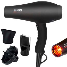 Infrared Hair Dryer, Professional Salon Negative Ionic Blow Dryers for Fast Drying, Pro Ion Quiet Hairdryer with Diffuser Concentrator & Comb
