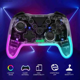 Game Controllers Joysticks Transparent wireless Bluetooth controller for Nintendo Switch Pro PC TV box Joystick LED Noctilucent Lag Free 2.4G gaming boardY240322