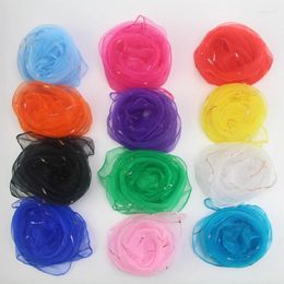 Scarves Pure Color Square Scarf Imitated Silk Girls Dancing Small Thin Chiffon Neckerchief Women