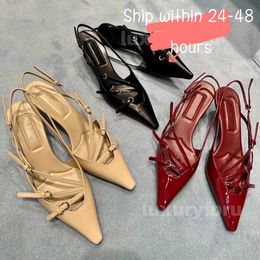 Women Dress Shoes Red Heels Shoes Woman Designer party wedding Luxury sandals shoes Sparkle Girls Slingback Heels