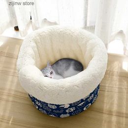 Cat Beds Furniture Plush Dog House Winter Warm Cat Sleeping Bag Small and Medium Dog Bed Basket Soft and Comfortable Pet Cat Cave House Thick Nest Y240322