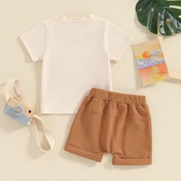 Clothing Sets Toddler Baby Boys Summer Outfits Letter Embroidery Short Sleeve T-Shirt Elastic Shorts 2Pcs Casual Clothes Set