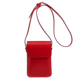 Bag Women Versatile Coin Pouch PU Leather Simple Crossbody Adjustable Strap Solid Colour Female Outdoor Dating