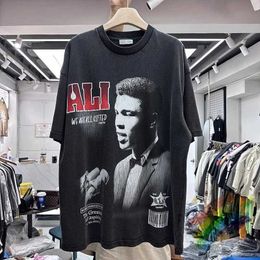 Men's T-Shirts Boxer Speech Print Vintage T-Shirt Men Women High Quality T Shirt Tops Tee J240322