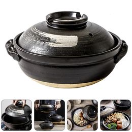 Pot Ceramic Clay Cooking Casserole Japanese Stew Soup Lid Earthenware Pots Korean Stockpot Dish Pan Cookware Stock Chinese 240318