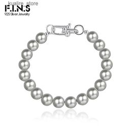 Charm Bracelets F.I.N.S S925 Sterling Silver Grey Pearl U-Shaped Buckle Charms Elegant Luxury Wedding Wrist Hand Fashion Fine Jewellery L240322