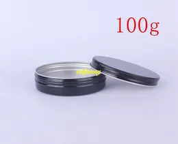 Storage Bottles 500pcs/lot 100ML Black Aluminium Jar Screw Lid 100g Empty Cosmetics Cream Container Metal Can Tea Pot Box