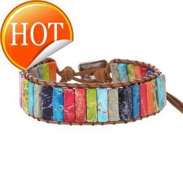 Colourful Energy Yoga Bracelet Rectangular Emperor Stone Handwoven Womens Double Layer 3d Buckle