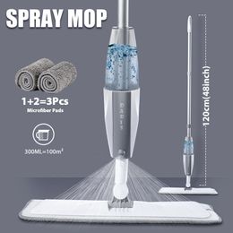 Spray Floor Mop with Replacement Microfiber Pads Washing Flat Mop Home Kitchen Laminate Wood Ceramic Tiles Floor Cleaning Tools 240315