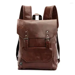 Backpack Sell Brand Leather Men Vintage Backpacks Casual Daypacks Teenager Laptop Shoulder School Bag Korean Travel Mochila