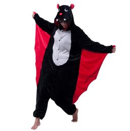 New Vampire Devi Costume Onesies Adults Black Bat Man Women s Evil Bat Cosplay Onesies Halloween Party Costumes Cartoon Animals Ba4754474