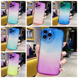 Gradient Wave Soft TPU Cases For Iphone 15 Plus 14 Pro Max 14 13 12 11 X XS XR 8 7 I15 Crystal Blank Hybrid Colour Wavy Lines Fashion Clear Transparent Phone Back Cover Skin