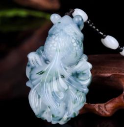 Pendants Chinese Colorful Jade Goldfish Pendant Necklace Jewellery Fashion HandCarved Relax Healing Man Women Luck Gift Amulet Free Rope