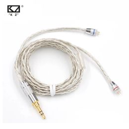 Accessories KZ Earphones Braided Cable A Pin Interface Silver Plated 3.5mm Headphone Upgrade Wire for ZS5 ZS6 ZSA ZS3 ZS3E ZS4 ED16