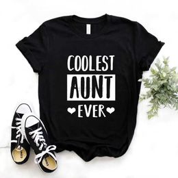 Women's T-Shirt The coolest aunt printed womens T-shirt ever casual and funny T-shirt suitable for young girls and womens top tier T-shirt Hipster FS-99 240322