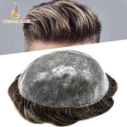 Toupees Toupees Toupees Male Hair Prosthesis Mens Toupee Full Poly Skin 0.10mm Injection Pu Human Hair System Hairpieces Male for Hair Los