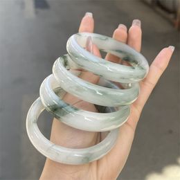 Natural Xinjiang gold wire jade Tianshan jade bracelet floating flower jade bracelet emerald ice jade beauty bracelet