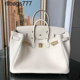 Genuine leather BK Handbag 35 Packs of Cowhide on the Top Layer White 2024 High Capacity Women's High-end Feel Portable