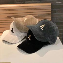 Ball Caps Fashion Lettere Embroidered Baseball Cap For Women Autumn Winter Corduroy Visor Sun Hat Leisure Adjustable Lady Snapback