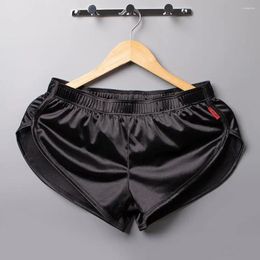 Underpants Men Shorts Briefs Sports Underwear Men's Loose Breathable Homewear Elastic Waist Mid-rise Solid Color Silky For Youth