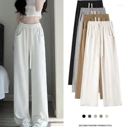 Women's Pants White Wide Leg For Women Showing Elegance Fashionable Style High Waist Comfortable Casual Trousers Korean