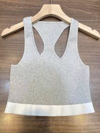 2024 Grey Sleeveless Spaghetti Strap Panelled Sexy Women tops Designer High End Womens tanks 32211