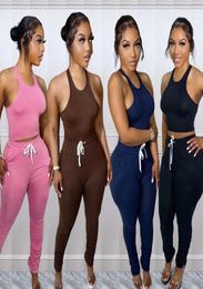 Summer Women Tracksuits Two Piece Sets Fashion Casual Crop Top and Long Pants Ladies Sweat Suits Jogger Leisure Suit Female Fine7992549