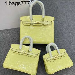 Genuine leather BK Handbag Luxurys Crocodile Grain Cow Color Chicken Yellow High-grade Fashion Atmosphere Portable One-shoulder Messenger