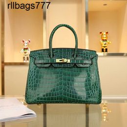 Genuine leather BK Luxurys Handbag Crocodile Pattern 30 2024 Large Capacity Women's Advanced Feeling Portable Live Broadcast