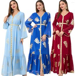 Ethnic Clothing Eid Mubarak Muslim Fashion Abaya Dress Dubai Women Floral Print Elegant Islamic Female Moroccan Caftan Abayas Dresses