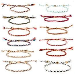 Link Bracelets Amazon Selling Gold Plated Bead Bracelet Women's Fashion Handwoven Colourful Thread Handicraft