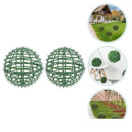 Decorative Flowers Wreaths Artificial Plant Topiary Ball Support Cage Plastic Trelli Green Grass Sphere Frame Rack Wreath Flower S Dh06T