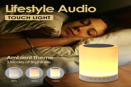 Night Light with Bluetooth Speakers Portable Wireless Speaker Touch Control Colour LED Bedside Table Lamp7522086