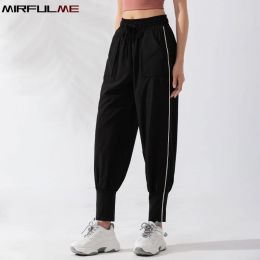 Outfit Women Loose Jogger Pants High Waist Sport Running Trousers Hit Colour Baggy Gym Sweatpants Tight Bottom Girls Harem Pant For Yoga