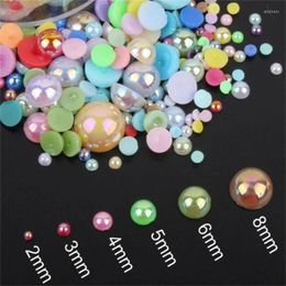 Nail Art Decorations 1000Pcs Rhinestones Half Round Pearls Bead Mixed Size Flatback For DIY Decoration Beads