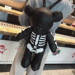 Skolväskor ryggsäckar ryggsäckbjörn för designer punk stil skelett flickor gåvor ungdomar mode kvinnlig 221011 gccon