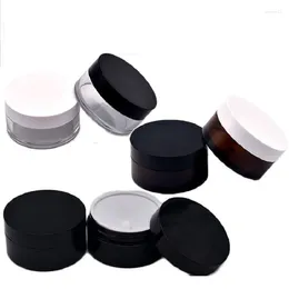 Storage Bottles 10Pcs 50ml Skincare Cream Jars Brown Thick Wall Empty Wide Mouth Black Cosmetic Clear Plastic Makeup Containers