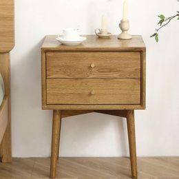 Fetuero Bedside Table, Medieval Natural Oak Modern Coffee Table with Drawers, Aesthetic Durable Solid Wood Cabinet Storage Box, Suitable for Bedrooms and Living