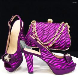 Dress Shoes High Quality Decoration With Crystal Ladies And Bag Set African Pumps To Match For Evening Party