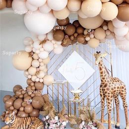 Party Decoration 175pcs Coffee Ballons Garland Wedding Balloon Arch Birthday Backdrop Double Blush Latex Ballon Bridal Shower Decor