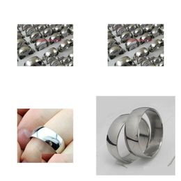 Band Rings 100Pcs Sier Polish 8Mm Fashion Stainless Steel Men Women Classic Wholesale Jewellery Lots Drop Delivery Ring Dhgarden Dhjai