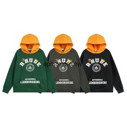 Men's Hoodies Sweatshirts Autumn and Winter New Vintage Spliced Letter Printed Hoodie for Mens Couples Thick Hip Hop Loose Zipper Sweatshirt H240401