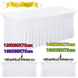 Table Skirt Polyester Rectangular Cover Conference Room Exhibition Cloth Tablecloth Wedding Party el Decor 240307
