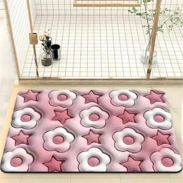 Bath Mats Ins Style Cute Floor Mat Toilet Door Plush Soft Household Bathroom Water Absorbing Inflatable Small Flower