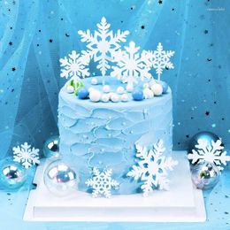 Festive Supplies 4PCS Happy Birthday Cake Topper Acrylic Snowflake Decorations For Wedding Party Year Baby Shower