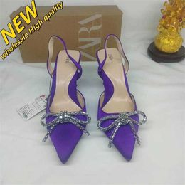 Cheap Store 90% Off Wholesale Pointed High Heels Sandals Rhinestone Bow Decoration Wine Glass and Candy Coloured Sweet Style Za 2024 Womens Shoes