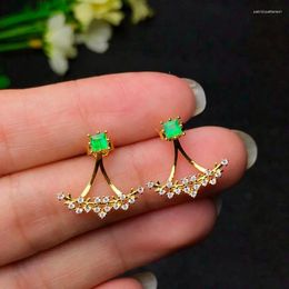 Stud Earrings 2024 Design For Natural Emerald Earring Studs Luxury 925 Sterling Silver